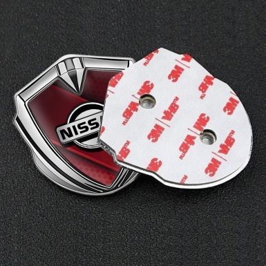 Nissan Domed Emblem Silver Red Hex Crimson Ribbon Edition