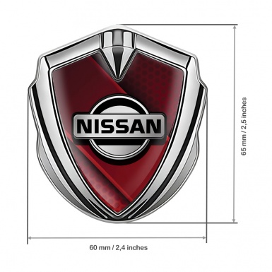 Nissan Domed Emblem Silver Red Hex Crimson Ribbon Edition