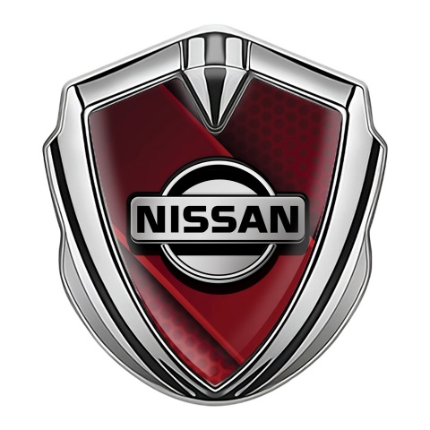 Nissan Domed Emblem Silver Red Hex Crimson Ribbon Edition