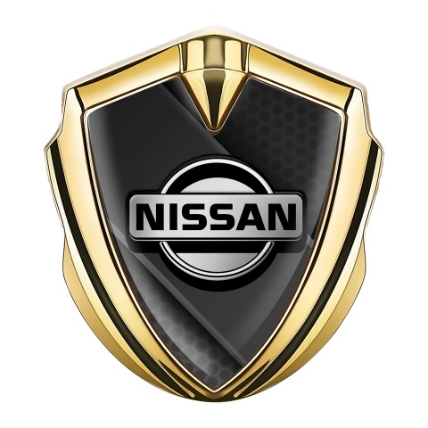 Nissan Emblem Ornament Gold Dark Hex Grey Ribbon Design