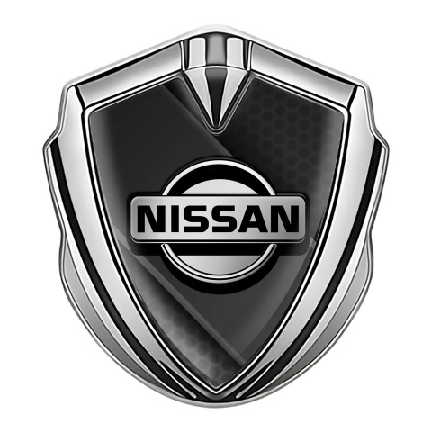 Nissan Emblem Ornament Silver Dark Hex Grey Ribbon Design