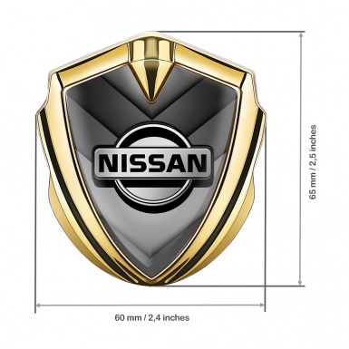 Nissan Bodyside Domed Emblem Gold Grey Arrow Style Variant