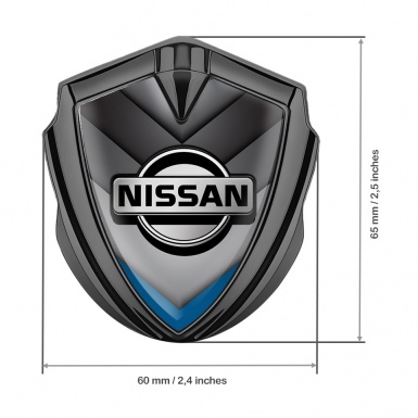 Nissan Emblem Car Badge Graphite Greyscale Blue Fragment Edition
