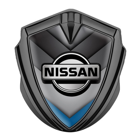 Nissan Emblem Car Badge Graphite Greyscale Blue Fragment Edition