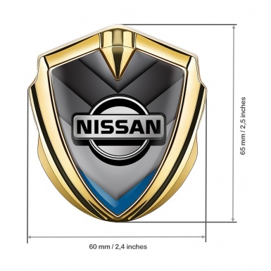Nissan Emblem Car Badge Gold Greyscale Blue Fragment Edition