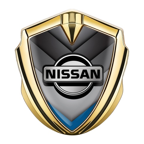 Nissan Emblem Car Badge Gold Greyscale Blue Fragment Edition