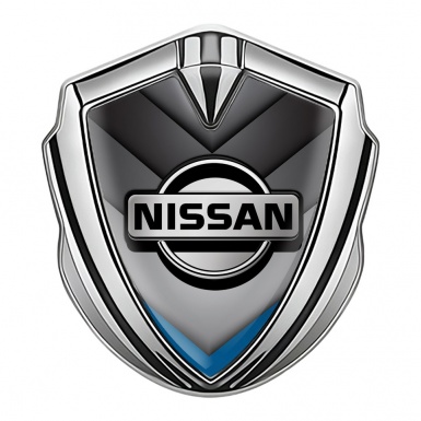 Nissan Emblem Car Badge Silver Greyscale Blue Fragment Edition