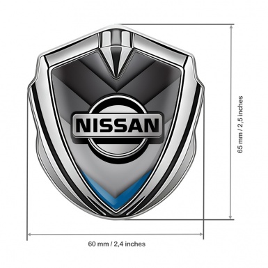 Nissan Emblem Car Badge Silver Greyscale Blue Fragment Edition
