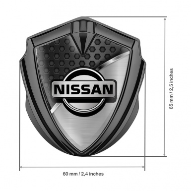 Nissan Domed Badge Graphite Dark Grid Metallic Chrome Molding Design