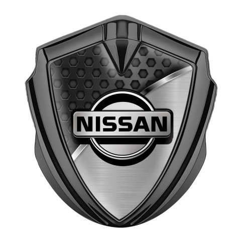 Nissan Domed Badge Graphite Dark Grid Metallic Chrome Molding Design