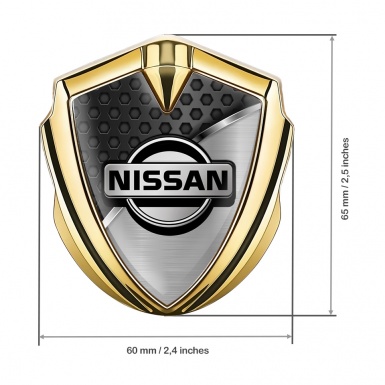 Nissan Domed Badge Gold Dark Grid Metallic Chrome Molding Design