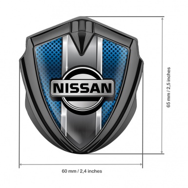 Nissan Bodyside Emblem Self Adhesive Graphite Blue Texture Chrome Effect