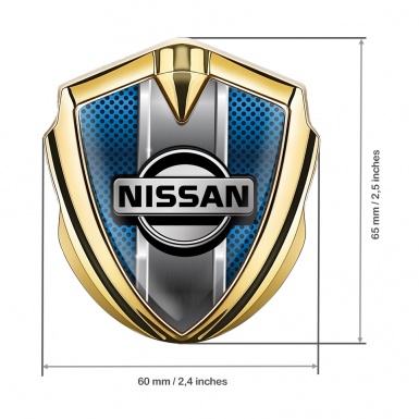 Nissan Bodyside Emblem Self Adhesive Gold Blue Texture Chrome Effect