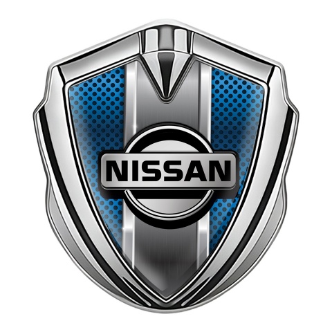 Nissan Bodyside Emblem Self Adhesive Silver Blue Texture Chrome Effect
