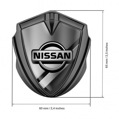 Nissan Metal Domed Emblem Graphite Black Polished Metal Grey Logo