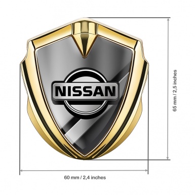 Nissan Metal Domed Emblem Gold Black Polished Metal Grey Logo