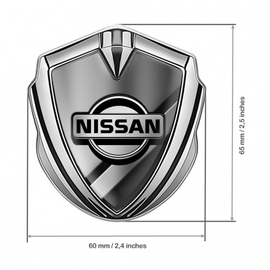 Nissan Metal Domed Emblem Silver Black Polished Metal Grey Logo