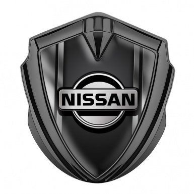 Nissan Emblem Badge Self Adhesive Graphite Metallic Frames Black Base