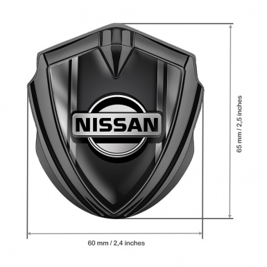 Nissan Emblem Badge Self Adhesive Graphite Metallic Frames Black Base