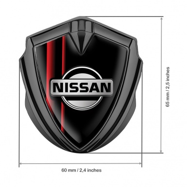 Nissan Fender Emblem Badge Graphite Black Base Red Stripes Edition