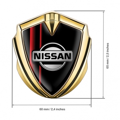 Nissan Fender Emblem Badge Gold Black Base Red Stripes Edition