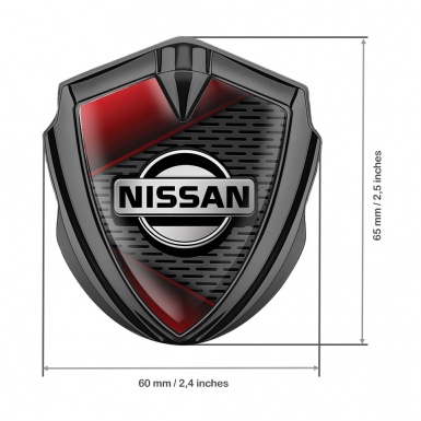 Nissan Emblem Trunk Badge Graphite Dark Mesh Red Fragments Motif