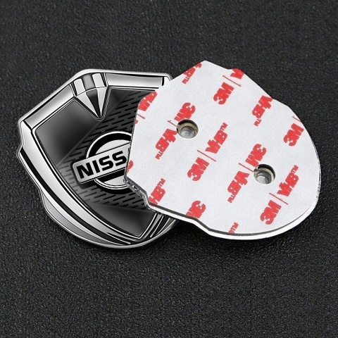 Nissan Emblem Self Adhesive Silver Dark Grate Black Elements Design