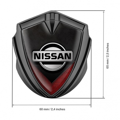 Nissan Domed Emblem Graphite Ribbed Base Red V Shaped Element