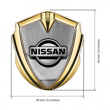 Nissan Emblem Car Badge Gold Stone Slab Tarmac Texture Design