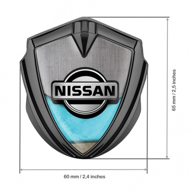 Nissan Domed Badge Graphite Stone Texture Turquoise Fragment Design