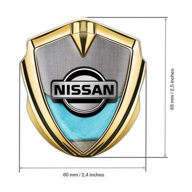 Nissan Domed Badge Gold Stone Texture Turquoise Fragment Design