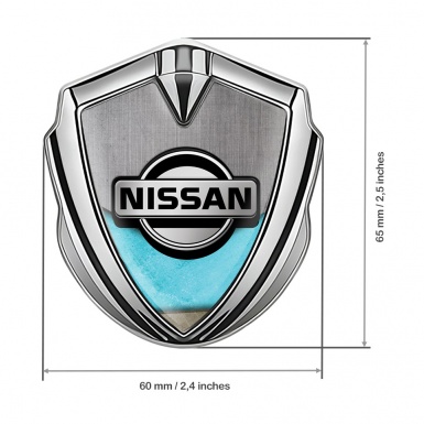 Nissan Domed Badge Silver Stone Texture Turquoise Fragment Design