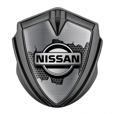 Nissan Metal Domed Emblem Graphite Cracked Metal Honeycomb Edition