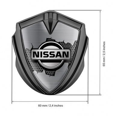 Nissan Metal Domed Emblem Graphite Cracked Metal Honeycomb Edition