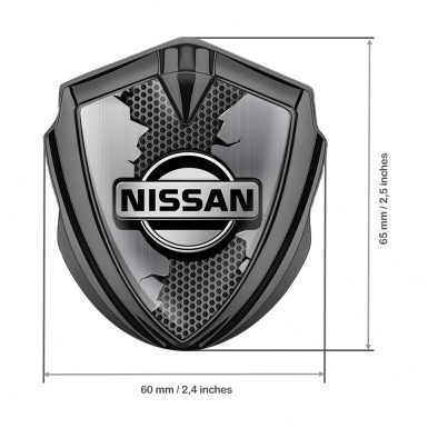 Nissan Badge Self Adhesive Graphite Dark Hexagon Fractured Panel Design