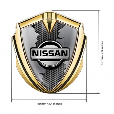 Nissan Badge Self Adhesive Gold Dark Hexagon Fractured Panel Design