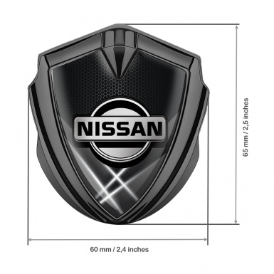 Nissan Emblem Badge Self Adhesive Graphite Dark Hex White Beams Motif