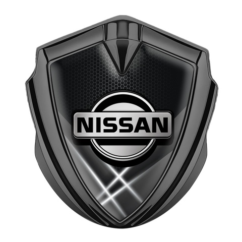 Nissan Emblem Badge Self Adhesive Graphite Dark Hex White Beams Motif