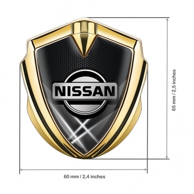 Nissan Emblem Badge Self Adhesive Gold Dark Hex White Beams Motif