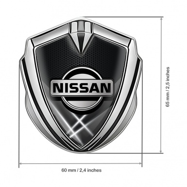 Nissan Emblem Badge Self Adhesive Silver Dark Hex White Beams Motif