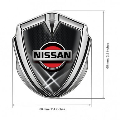 Nissan Emblem Fender Badge Silver Grey Hex Red Logo Edition