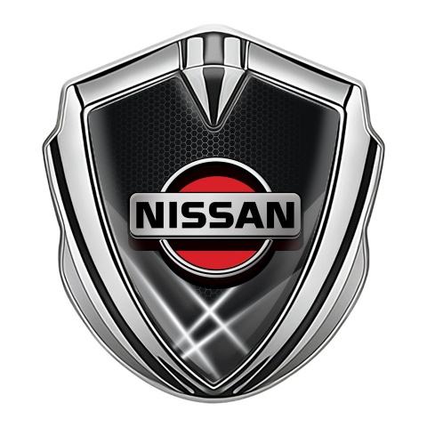 Nissan Emblem Fender Badge Silver Grey Hex Red Logo Edition