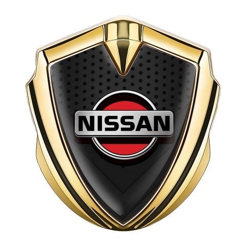 Nissan Fender Emblem Badge Gold Dark Mesh Red Grey Logo Design