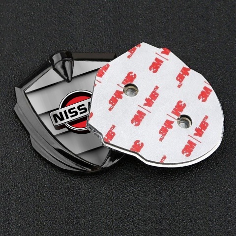 Nissan Emblem Trunk Badge Graphite Shutter Effect Red Logo Edition