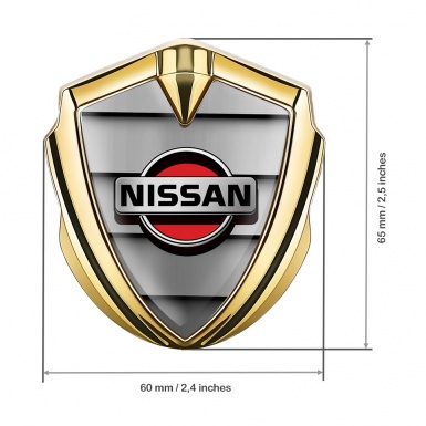 Nissan Emblem Trunk Badge Gold Shutter Effect Red Logo Edition