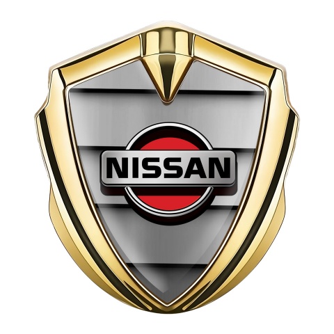 Nissan Emblem Trunk Badge Gold Shutter Effect Red Logo Edition
