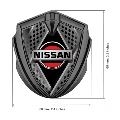 Nissan Emblem Self Adhesive Graphite Perforated Plates Red Logo Edition