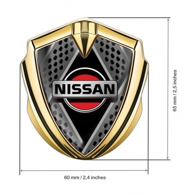Nissan Emblem Self Adhesive Gold Perforated Plates Red Logo Edition