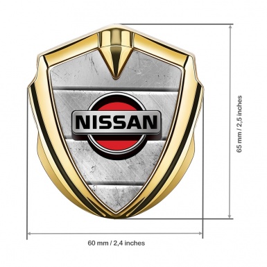 Nissan Emblem Badge Gold Stone Slab Elements Grey Red Edition