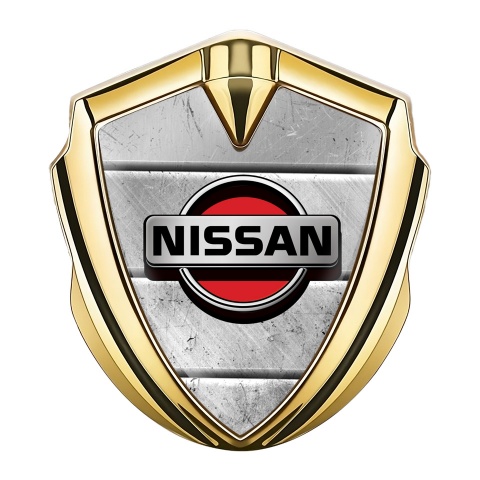 Nissan Emblem Badge Gold Stone Slab Elements Grey Red Edition